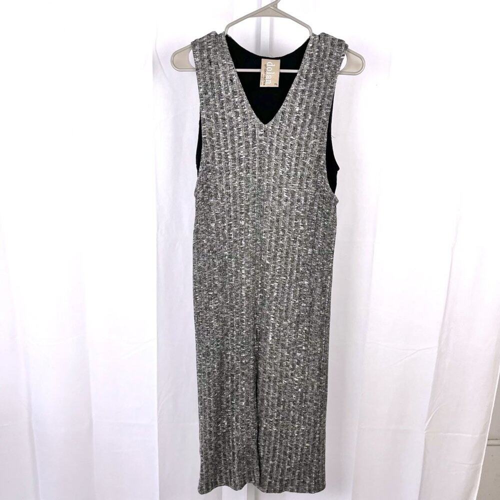 Dolan Left Coast XS Anthropologie Luna Dress Layered Ribbed Midi Sleeveless Gray